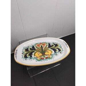 Ceramics Nova Deruta Hand Painted Serving Platter ,12' X 8" oval, Italian